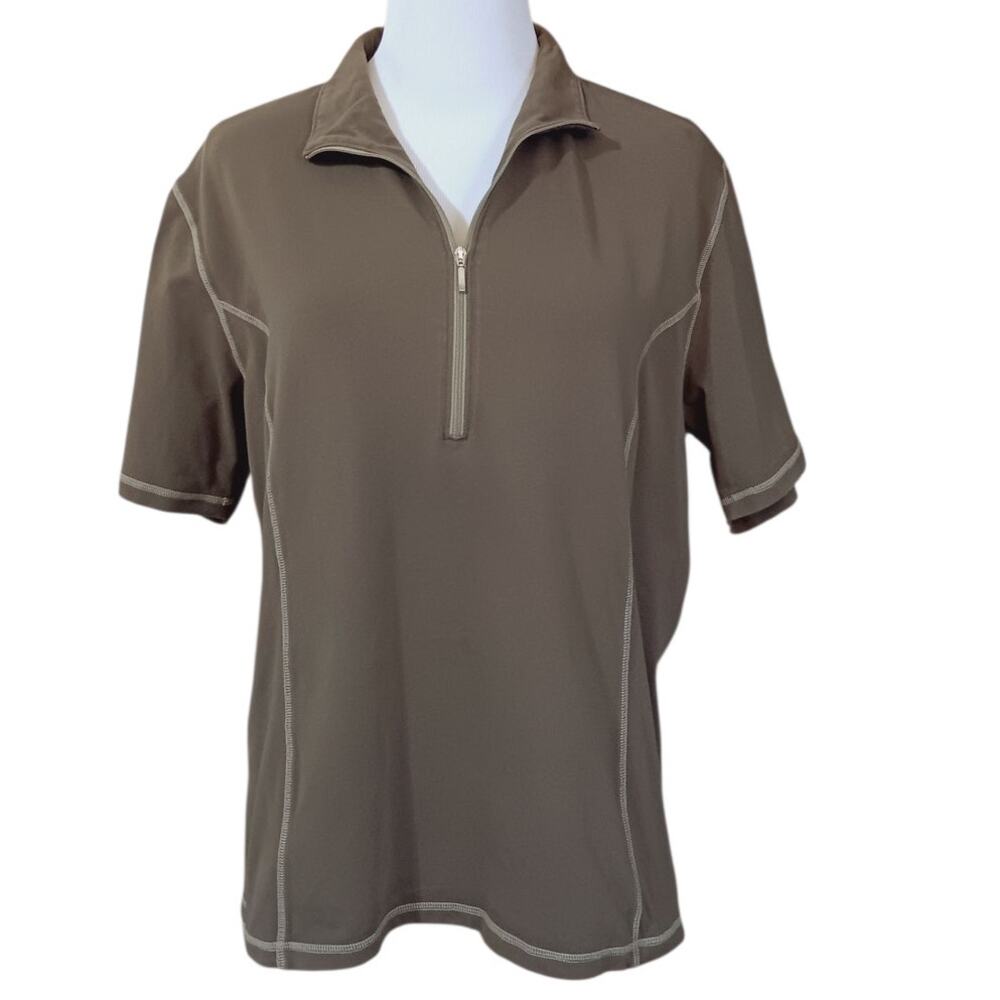 GOODE RIDER Show Shirt‎ Zip GREEN Women's Plus 2X -Flaw- Firm Stretch Horseback